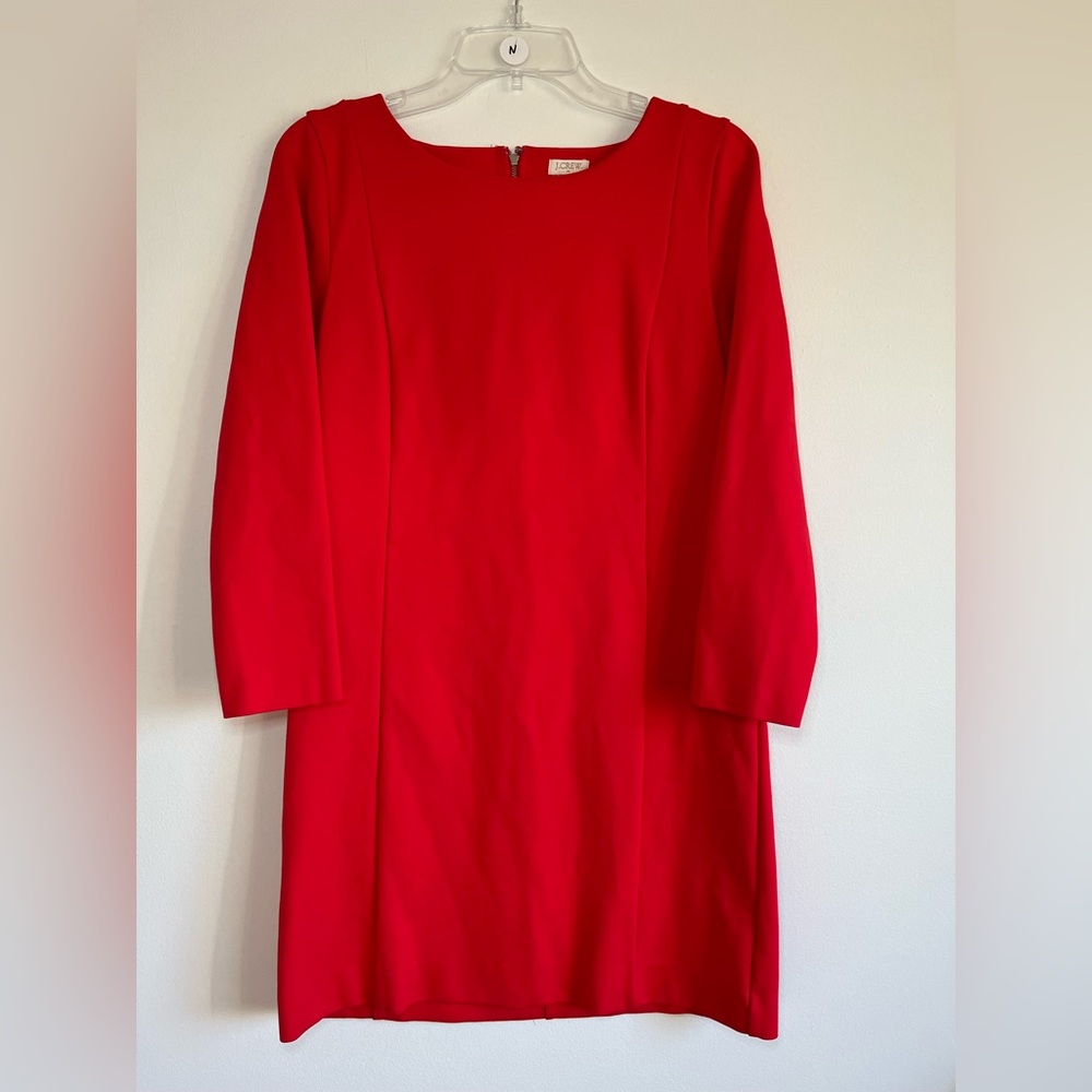 J. Crew. Red Long Sleeve Knee Length Dress. Size small.